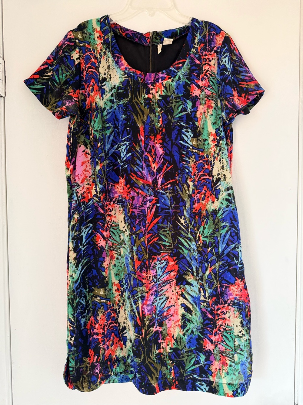 Japna Multicolor Short Sleeve Mini Dress — Blue, Pink, Green, Black